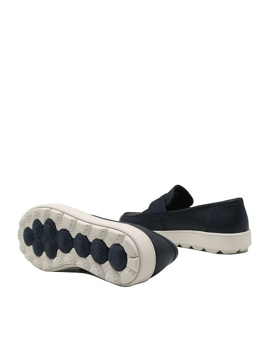 U Spherica Ecub-1 B Leather Men's Loafers In Blue Color