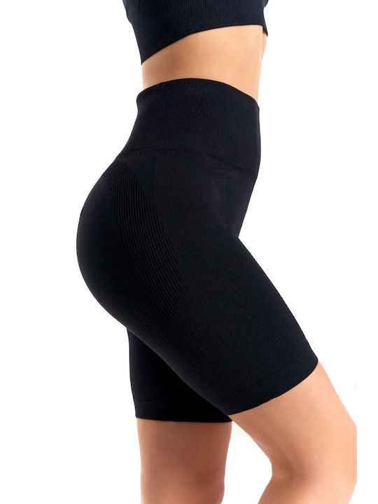 Training Women's Leggings-Shorts Firming High Waist & Push Up Black