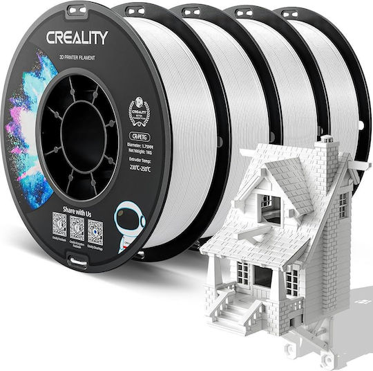 Creality3D PETG 3D Printer Filament 1.75mm Λευκό 4kg 4τμχ (Spool)