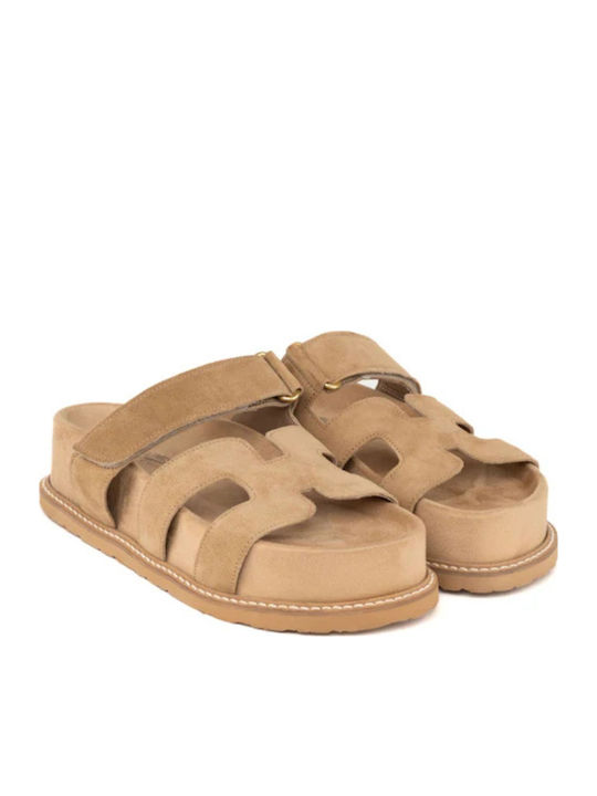 Komis & Komis Women's Flat Sandals Tabac Brown E606-TABACCO