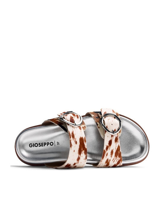 Leather Women's Flat Sandals White Brown