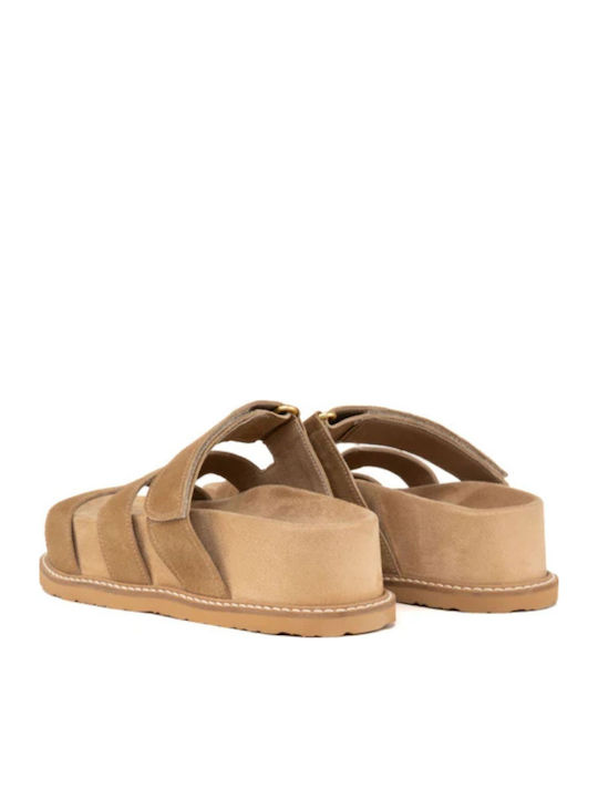 Flache Sandalen Für Damen Tabac Braun E606-TABACCO