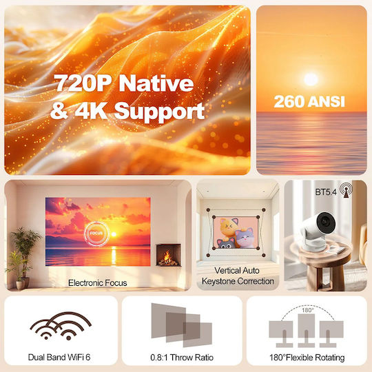 Magcubic HY300 Pro Mini Projector LCD HD με Wi-Fi και Ενσωματωμένα Ηχεία