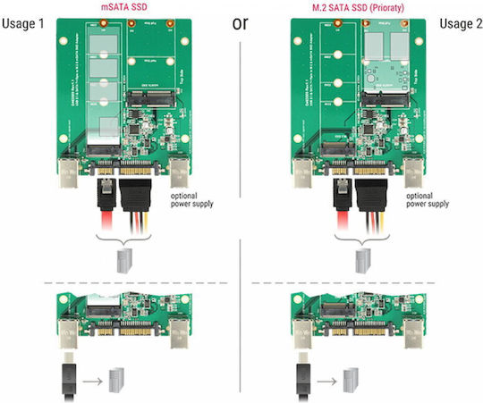 DeLock 62732 SATA/USB 3.1 Type-B Female to M.2/mSATA Black Hard Drive Accessories Converter