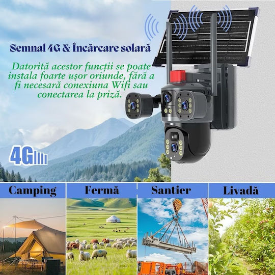 FOX385577 IP Κάμερα Παρακολούθησης Wi-Fi/4G 12MP Αδιάβροχη Μπαταρίας με Αμφίδρομη Επικοινωνία
