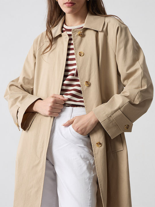 Women's Beige Oversized Gabardine