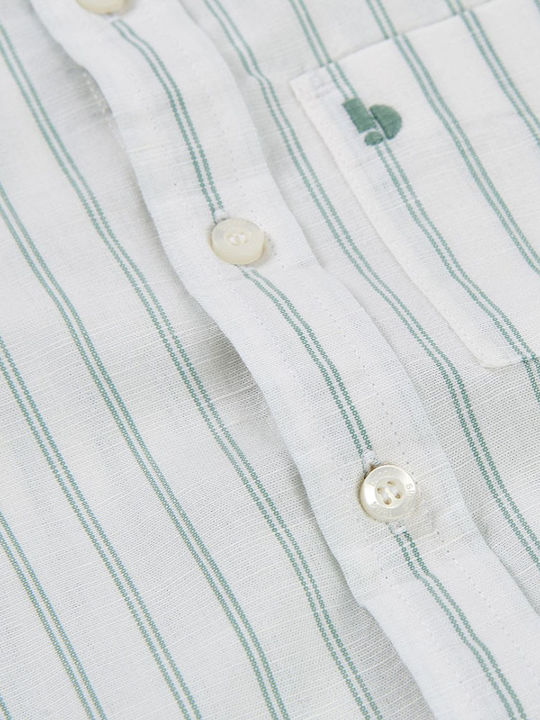 Παιδικό Ριγέ Πουκάμισο Κοντομάνικο Λινό Pistachio Shirt