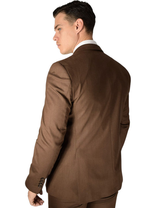 Men's Suit with Vest Brown