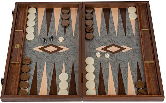 Manopoulos Set Elfenbein-Piercings & Würfel für Backgammon Braun