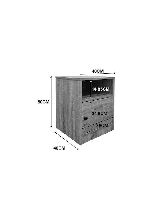 Nachttisch Lenea Holz Grau 40x40x50cm