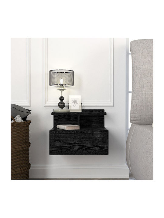 Wall-Mounted Bedside Table Mislina Wooden Black 40x33.2x32cm