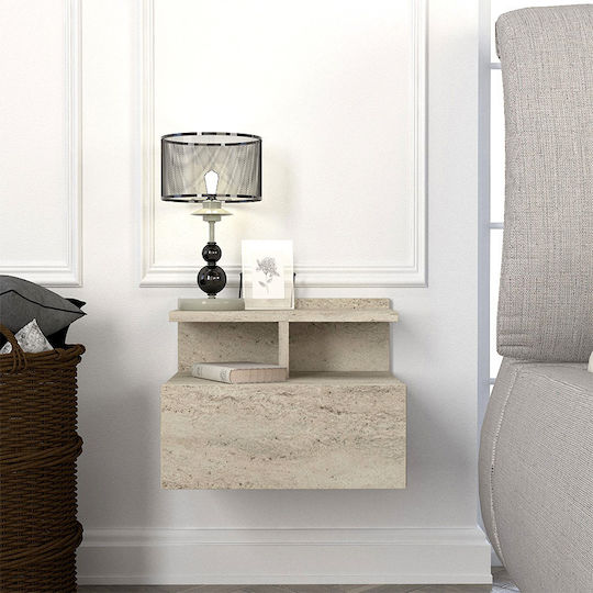 Wall-Mounted Bedside Table Mislina Wooden Beige 40x33.2x32cm
