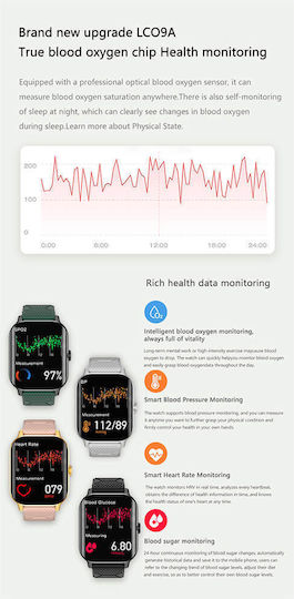 Microwear F12 Smartwatch cu Pulsometru (Roz)