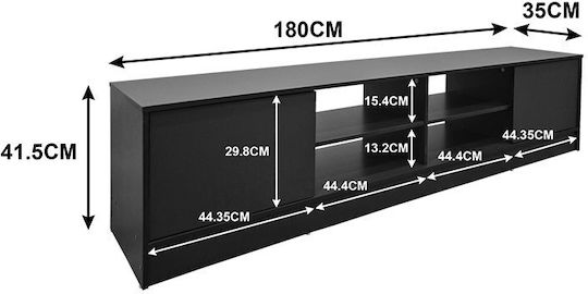 Έπιπλο Τηλεόρασης Tivia Ανθρακί Μ180xΠ35xΥ41.5cm