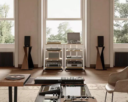 Fitueyes Eiffel AS07 Hi-Fi Furniture White/Oak 61x78x56.5cm