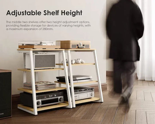 Fitueyes Eiffel AS07 Hi-Fi Furniture White/Oak 61x78x56.5cm