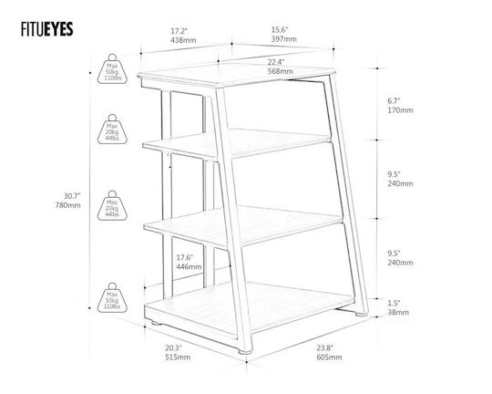 Fitueyes Eiffel AS07 Hi-Fi Furniture White/Oak 61x78x56.5cm