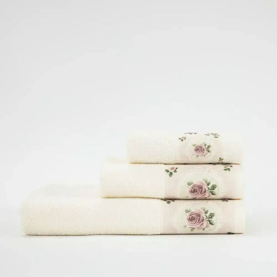 Borea Set of Bath Towels 2 pcs Wildrose Ecru