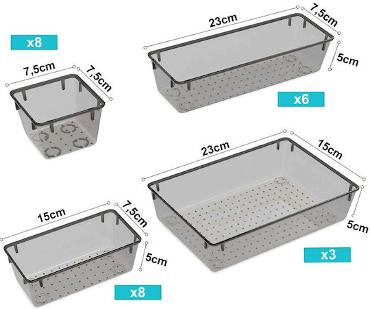 Organizer De Sertare Din Plastic Culoare Gri 25 Bucăți