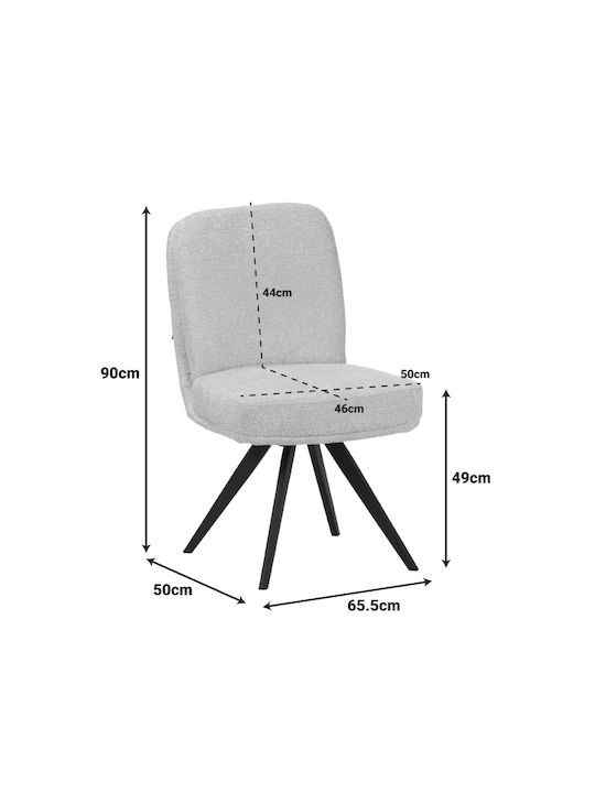 Novo Dining Chair with Fabric Upholstery White 65.5x50x90cm