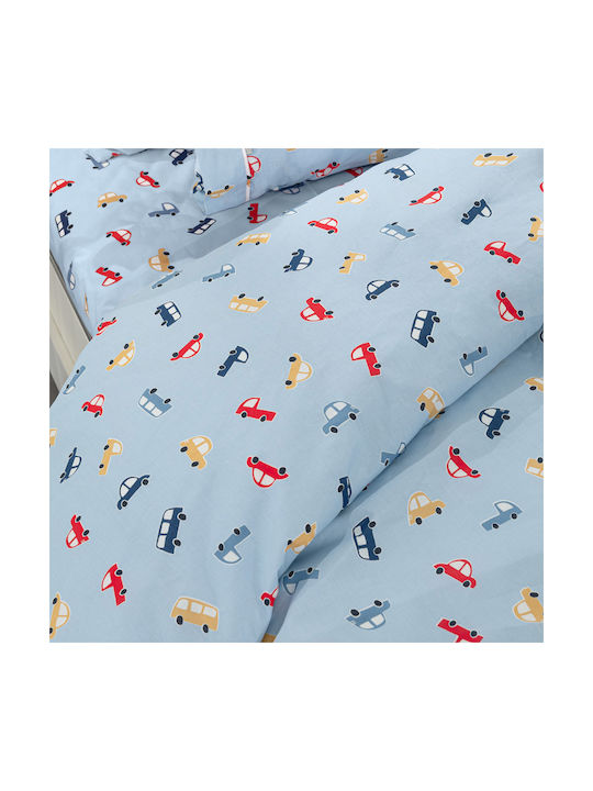 Guy Laroche Set Baby Bettlaken Für Krippe Baumwolle Roadtrip Hellblaue 115x170cm 3 Stück