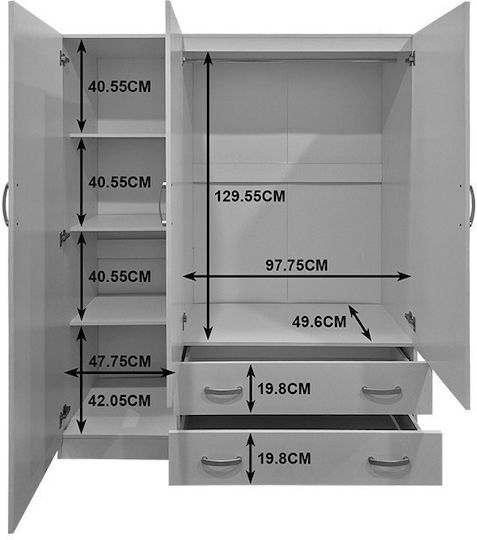 Alvia Triple Door Wardrobe Anthracite 150x51x180cm