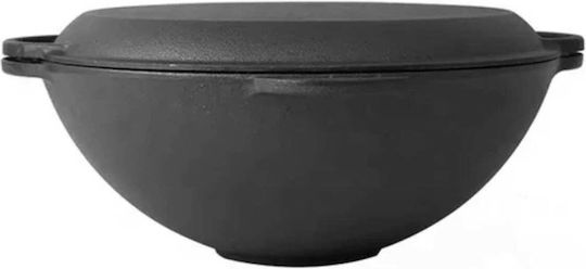 Perfect Home Wok din Fontă cu Capac cu Acoperire din Piatră 37cm