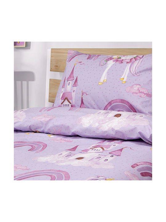 Lino Home Σετ Παιδικό Πάπλωμα Μονό με Μαξιλαροθήκη Λιλά 160x240εκ.
