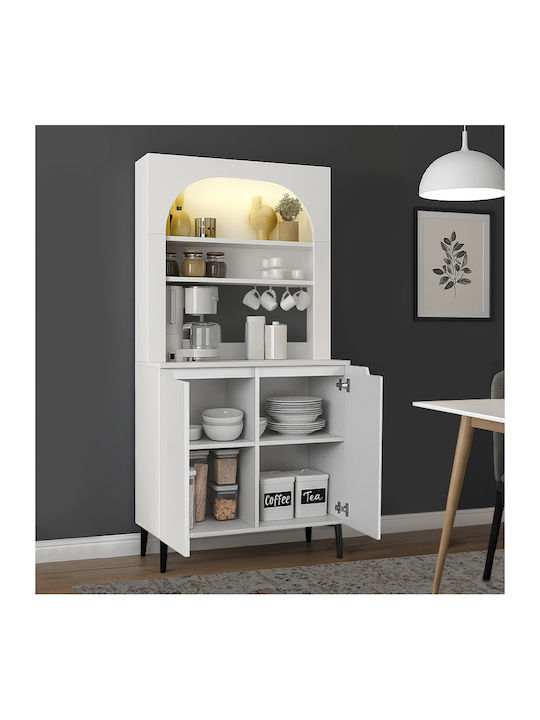 LED Küchenschrank Wand Weiß 90x40x181,8cm