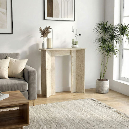 Wooden Console Travertine L90xW29.6xH91.8cm