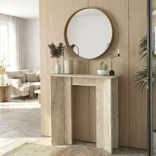 Wooden Console Travertine L90xW29.6xH91.8cm