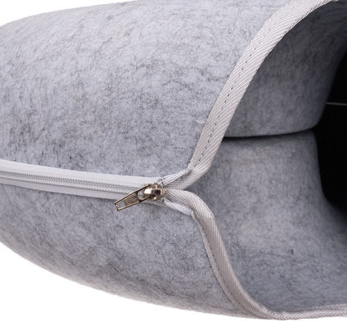 Spiel Tunnel Bett Katzen 51 x 20 cm 22 cm Einstieg Breite Reißverschluss Leicht Zu Reinigen Filz Grau
