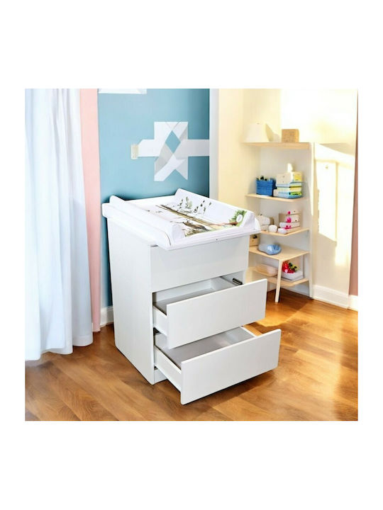 Sertarieră Pentru Bebeluşi cu 3 Sertare Albă 60x50x85.4cm