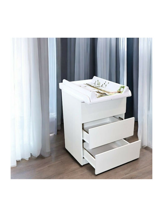 Sertarieră Pentru Bebeluşi cu 3 Sertare Albă 60x50x85.4cm