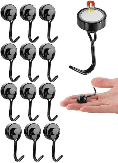 Set 12 Neodym Magnete Haken Organisation 16 × 45 Mm Schwarze
