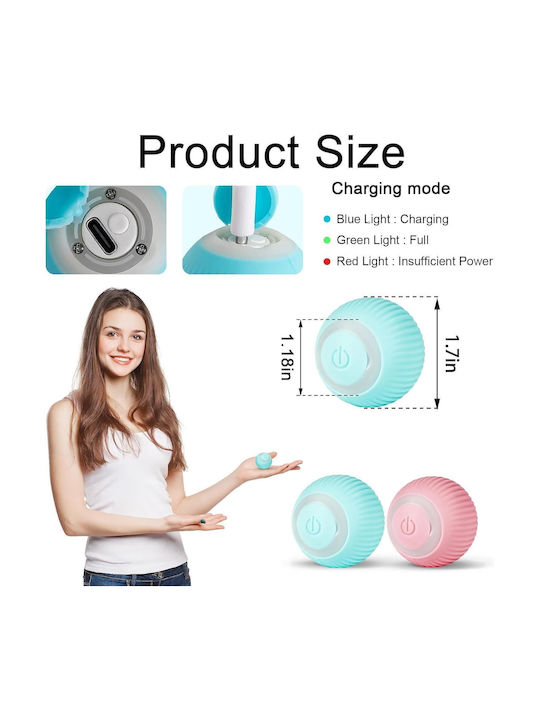 Jucărie Interactivă Pentru Pisici Din Plastic Siliconic Cu Baterie Incorporată Led Usb Diametru 4,3 Cm Albastru