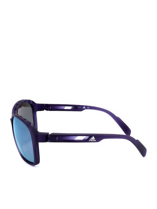 adidas Women's Sunglasses with Purple Plastic Frame and Blue Mirror Lens