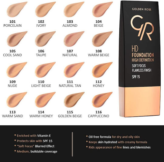 Golden Rose HD Foundation Flawless Finish 30ml
