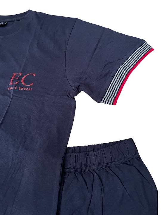 Enrico Coveri Sommer Herrenpyjama Marineblau