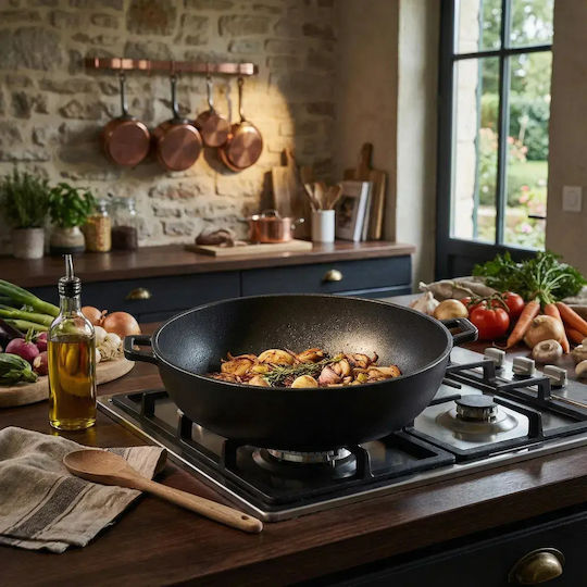 De Buyer Cast Iron Wok with Non-Stick Coating 36cm