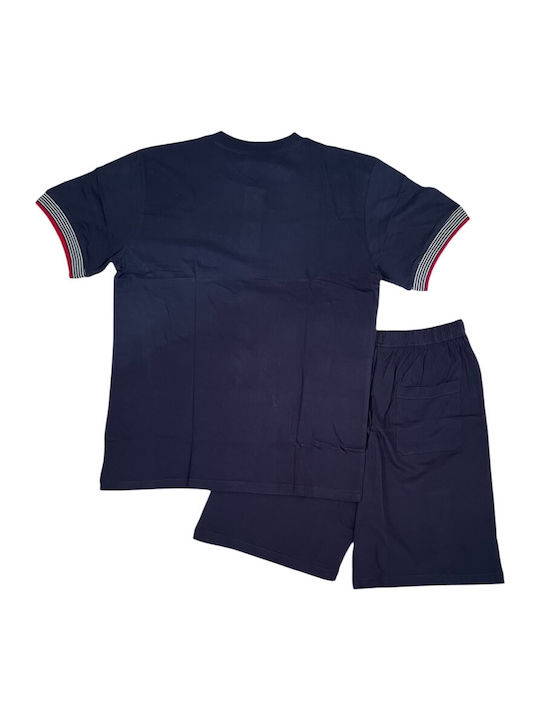 Enrico Coveri Sommer Herrenpyjama Marineblau