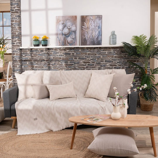 Teoran Sanremo Sesselüberwurf Chenille 180x150cm Ecru