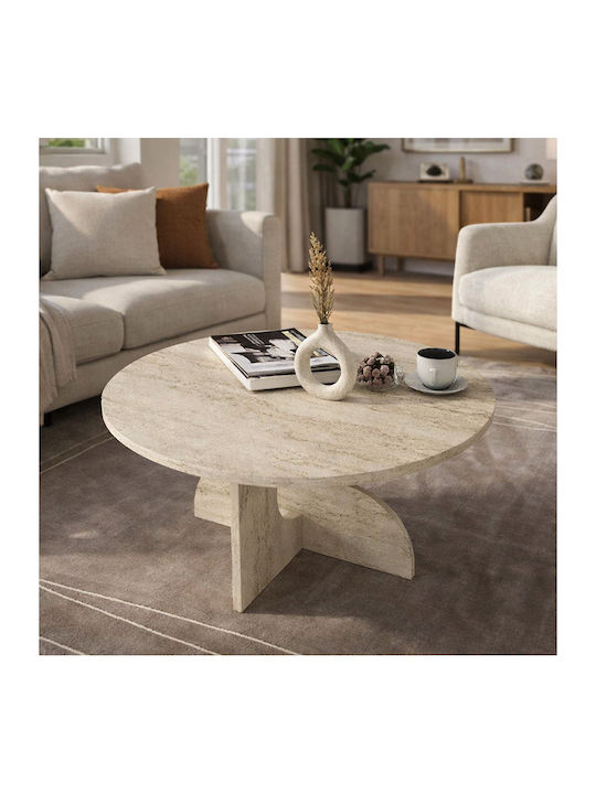 Кръгла Централна Маса Mara Дървена Travertine 75x75x36.8см