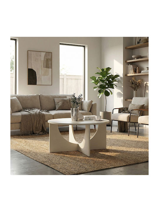 Round Central Coffee Table Lemmar Wooden Sandstone W75xL75xH36.8cm GP042-0379 1