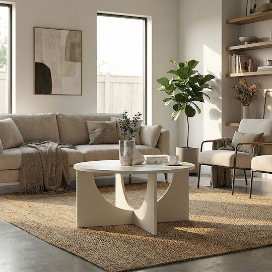 Στρογγυλό Κεντρικό Τραπεζάκι Lemmar Ξύλινο Sandstone Μ75xΠ75xΥ36.8εκ.
