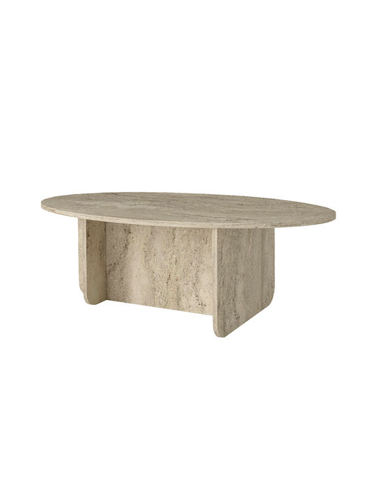 Овално Централно Кафе Масичка Ravey Дървено Travertine Ш120xД60xВ39.6см