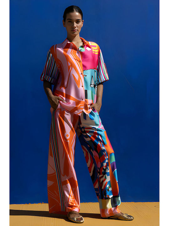 Κοντομάνικο Γυναικείο Πουκάμισο Multicolor