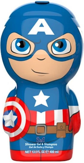 Air-Val International Παιδικό Αφρόλουτρο & Σαμπουάν Captain America σε Μορφή Gel 400ml
