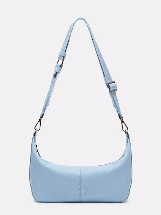 Damen Leder Schultertasche Hellblau