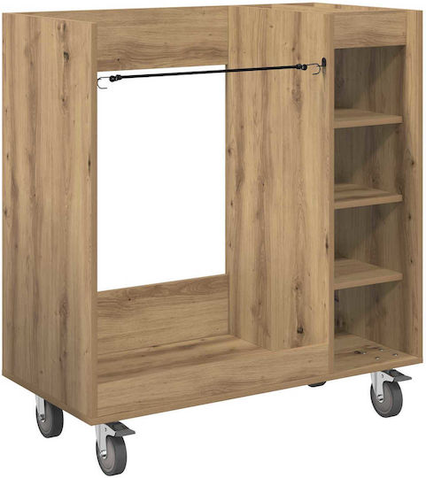 Golf Cabinet Wheels Monochrome Artisan Oak 90 x 45 x 98 cm 899470 Beige